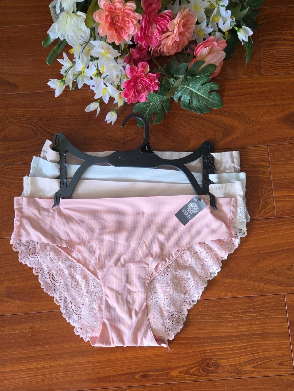 Vince Camuto Pink Lace-Trim Hipster Panty - 4-Pack Size Large